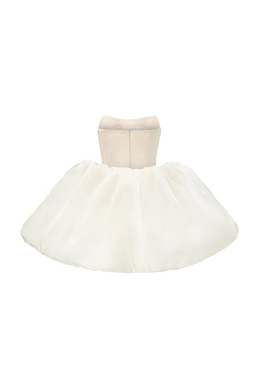 Beige Crystal-Embellished Bell-Silhouette Mini Corset Dress - IHF STUDIO