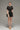 Black & Beige Crystal-Embellished Structured Mini Dress With Rolled Rose Appliqués - IHF STUDIO