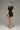Black & Beige Crystal-Embellished Structured Mini Dress With Rolled Rose Appliqués - IHF STUDIO