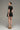 Black & Beige Crystal-Embellished Structured Mini Dress With Rolled Rose Appliqués - IHF STUDIO