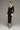 Black & Beige Long-Sleeved Black Crepe With Beige Wing Cuff Midi Dress - IHF STUDIO