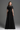 Black Architectural Lace Bustier A-Line Dress With Mini Cape And Crystal Embellishment - IHF STUDIO