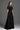 Black Architectural Lace Bustier A-Line Dress With Mini Cape And Crystal Embellishment - IHF STUDIO