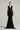 Black shimmer jersey maxi dress with a draped cowl neckline and delicate embellishments - IHF STUDIO
