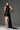 Black Floral Garden Lace Halter Mini-Column Dress With Asymmetric Draped Detail - IHF STUDIO