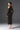 Black Floral Garden Lace midi dress with halter neck and long sleeves - IHF STUDIO