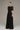 Black crochet lace A-line gown with short sleeves and crystal detailing at neckline and waist - IHF STUDIO