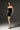 Black Silk Taffeta Bustier Mini Column Dress With Gold Bow - IHF STUDIO