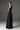 Black silk taffeta trapeze maxi A-line dress with crystal embellishment - IHF STUDIO