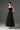 Black Silk Taffeta Trapeze Midi Mullet A-line Dress With Crystals Embellishment - IHF STUDIO