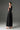 Black Silk Taffeta Trapeze Midi Mullet A-line Dress With Crystals Embellishment - IHF STUDIO