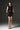Black Smocked Silk Mini Column Dress with Gold Bow Waist Belt - IHF STUDIO