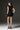 Black Smocked Silk Mini Column Dress with Gold Bow Waist Belt - IHF STUDIO