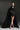 Black Taffeta Mini Column Dress with Sequin Floral Embellishment and Draped Cape - IHF STUDIO