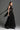 Black Vine Floral Lace Halter Midi A-Line Dress With Waist Cut-Out And Crystal Embellishment - IHF STUDIO
