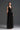 Black Vine Guipure Lace V-Neck Midi A-Line Dress With Draped Details And Two Mini Bows - IHF STUDIO
