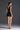 Black Vine Guipure Lace V-neck mini A-line dress with draped details and two mini bows - IHF STUDIO