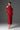 Red Floral Garden Lace Midi Dress With Halter Neck And Long Sleeves - IHF STUDIO