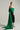 Strapless silk taffeta midi dress with emerald bodice, black skirt and dramatic crystal bow train - IHF STUDIO