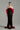 Strapless silk taffeta midi dress with red bodice, black skirt and oversized crystal bow train - IHF STUDIO