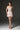 Ivory Smocked Silk Bustier Mini Column Dress with Gold Flower Waist Belt - IHF STUDIO
