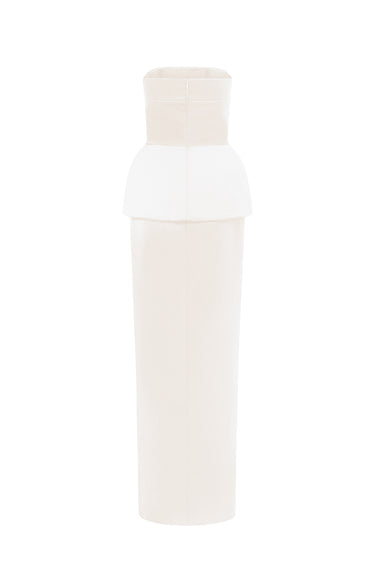 Ivory Taffeta Top With Low-Rise Maxi Skirt - IHF STUDIO