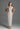 Light Blue Clustered Floral Brocade And Light Brown Silk Taffeta Midi Column Dress With Puff Sleeves - IHF STUDIO
