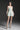Light Green Lacquered Brocade Strapless A-line Mini Dress with Pearl-Embellished Shoulder - IHF STUDIO
