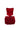 Red crystal-embellished corset top with handmade rolled-rose mini skirt.