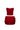 Red crystal-embellished corset top with handmade rolled-rose mini skirt.