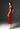 Red Floral Garden Lace bustier column midi dress with off-shoulder details - IHF STUDIO