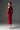 Red Floral Garden Lace midi dress with halter neck and long sleeves - IHF STUDIO