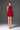 Red Floral Garden Lace and Agate Silk halter mini dress with long bow straps and hand-applied 3D lace motifs.