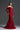 Red Floral Garden Lace Off-Shoulder Mermaid Dress With Silk Waist Belt - IHF STUDIO