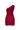 Red Floral Lace One-Shoulder Mini Dress with Pearl Cluster Embellishment - IHF STUDIO