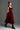 Red Lyon Velvet A-Line Midi Dress With Branch & Flower Embellishments - IHF STUDIO