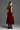 Red Lyon Velvet A-Line Midi Dress With Branch & Flower Embellishments - IHF STUDIO