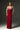 Red Silk Taffeta Bustier Column Dress With Lotus Pental-Shaped - IHF STUDIO